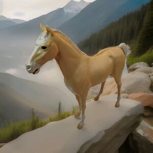 VTG MARX TOYS 1965 Johnny West Horse Palomino Thunderbolt Figure w/ Rollers